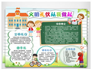 小学生文明礼仪从我做起电子小报道德修养手抄报图片模板worddoc设计图下载道德与法治手抄报大全编号17565435