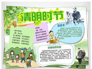 清明节小报设计图片电子模板边框手抄报素材