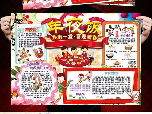 年夜饭小报2017春节美食手抄电子小报模图片模板下载