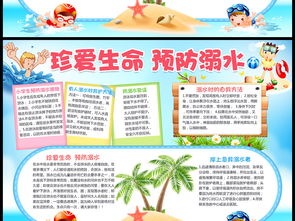 防溺水小报手抄报安全游泳电子边框模板素材图片worddoc设计图下载防溺水手抄报大全编号16567556