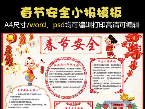春节安全手抄报模板春节安全小报春节手抄报图片素材psd分层格式下载其他大全