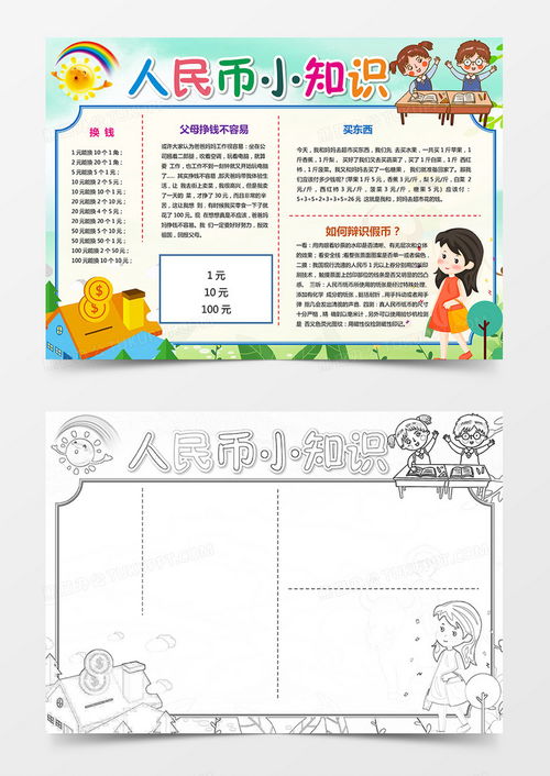 人民币小知识手抄报电子小报word模板下载熊猫办公