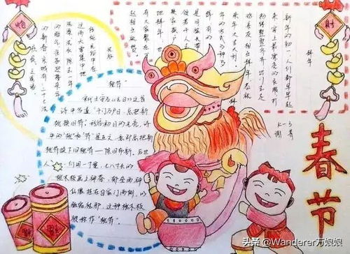 2020年鼠年春节实用手抄报,假期陪孩子动动手吧