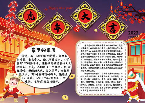 虎年大吉2022春节手抄报图片素材