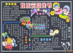 元旦手抄报图片黑板报欢庆元旦佳节黑板报设计