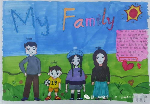 五彩画笔描绘家的温暖昆一中度假区分校金岸中学初一年级英语组手抄报比赛