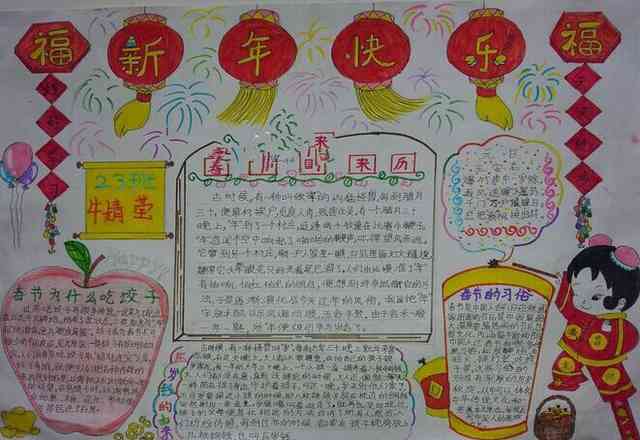 春节手抄报新年到