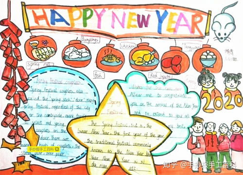 英语版元旦春节新年手抄报