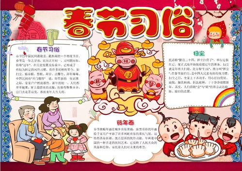 2020年鼠年春节实用手抄报,假期陪孩子动动手吧