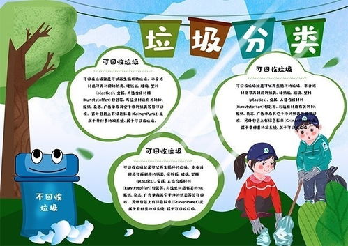 卡通垃圾分类手抄报板报图片